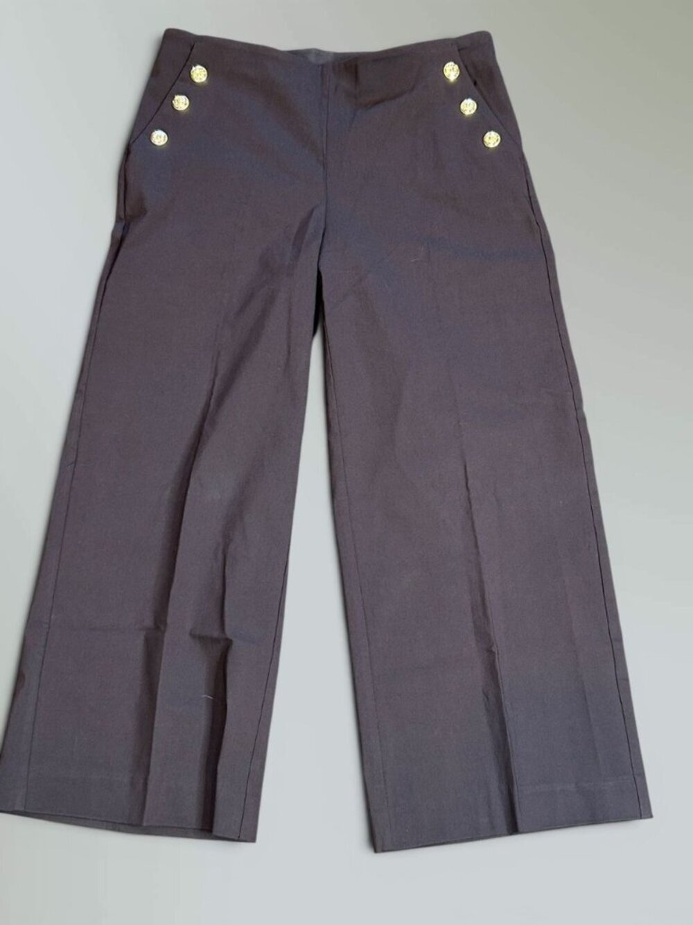 Chico's Brown Sailor Nautical Inspired Wide Leg Cropped Pants Size 8 Chico's 1